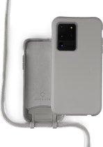 Coverzs Silicone case met koord - Telefoonhoesje met koord - Backcover hoesje met koord - touwtje - Samsung Galaxy S20 Ultra - grijs