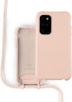 Coverzs Silicone case met koord - Telefoonhoesje met koord - Backcover hoesje met koord - touwtje - voor Samsung - roze