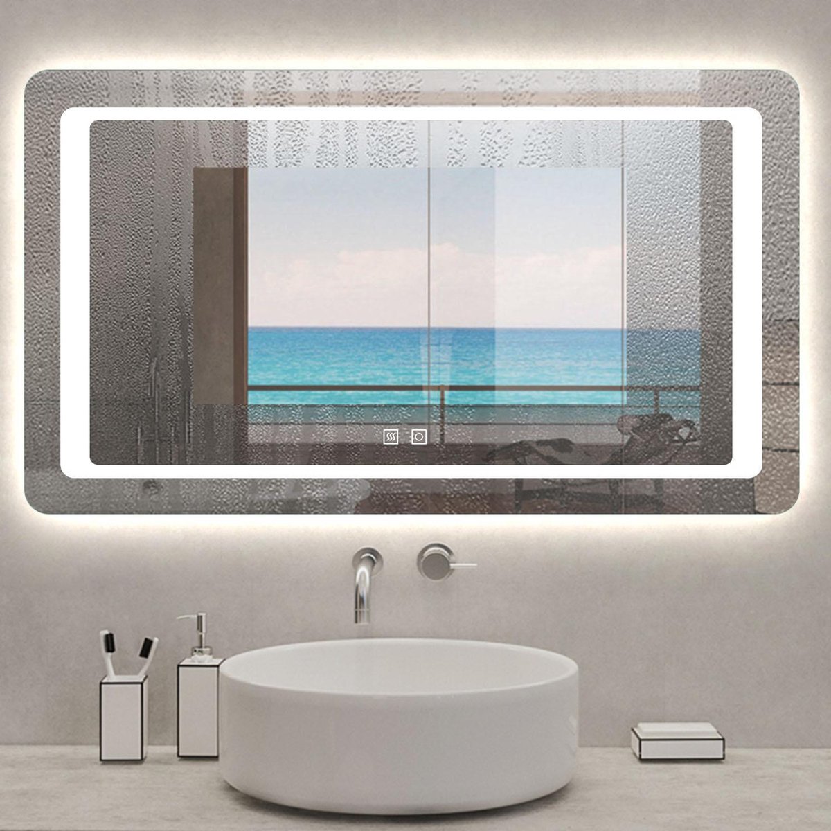 Miroir de salle de bain 120x70cm Miroir LED avec éclairage, miroir mural,  interrupteur... | bol.com