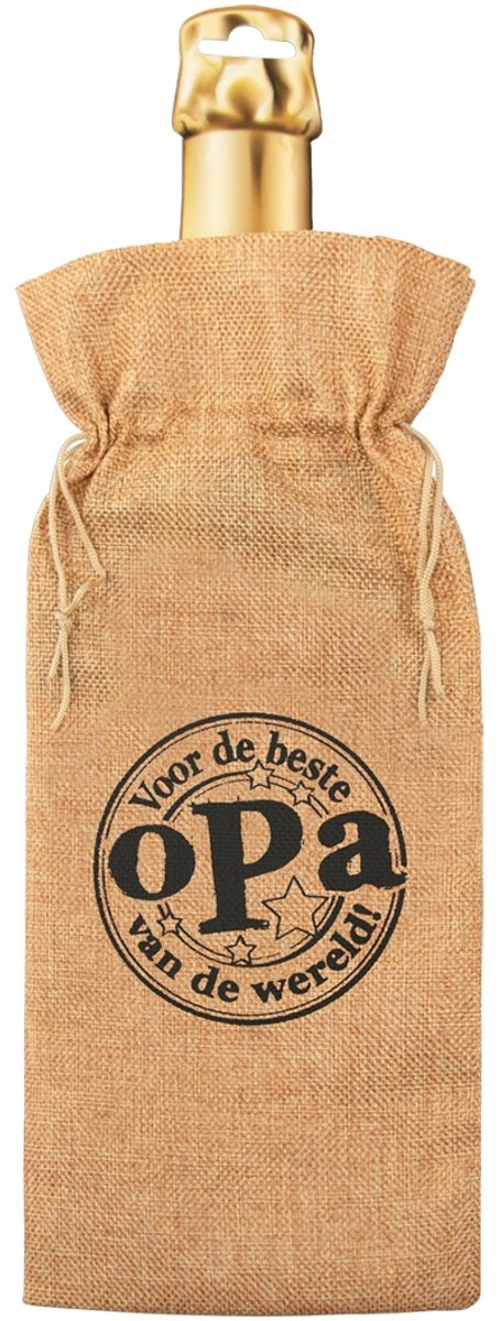 Cadeauverpakking - fles - Beste Opa - Jute - 42 cm - Paper Dreams