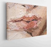 Macro. Fragment of oil painting. Lips. Portrait of a girl. Art.  - Modern Art Canvas - Horizontal - 1804925224 - 115*75 Horizontal