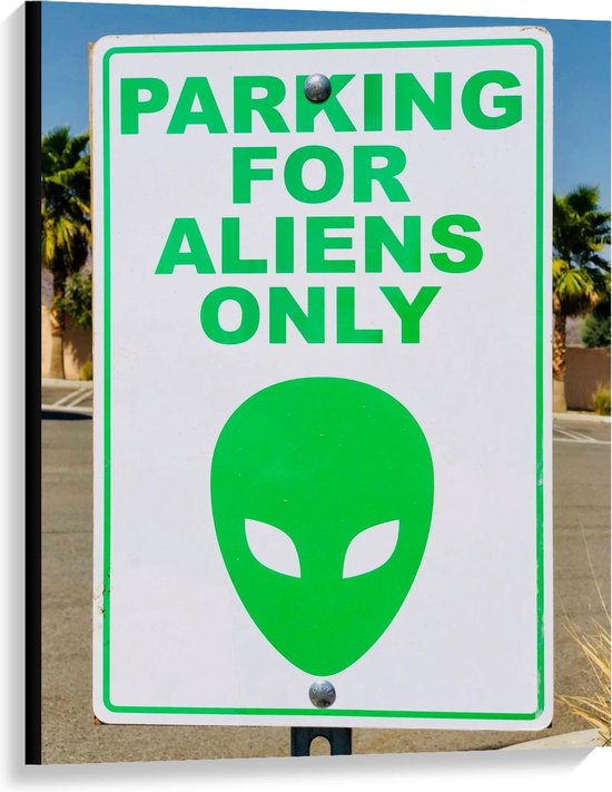 Canvas  - Parking for Aliens Only - 75x100cm Foto op Canvas Schilderij (Wanddecoratie op Canvas)