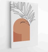 Floral and Foliage line art drawing with abstract shape. Abstract Plant Art design for print, cover, wallpaper, Minimal and natural wall art. 2 - Moderne schilderijen – Vertical –