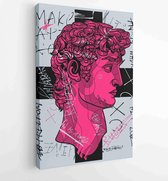 David classical sculpture. Crazy pink calligraphy. Punk culture inspired. - Moderne schilderijen - Vertical - 1568429263 - 115*75 Vertical