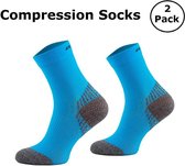 Comodo Compressie Sokken - 2 Paar - Hardloopsokken | Sportsokken - Kleur Turquoise/Blauw - Maat 35-38