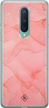 OnePlus 8 hoesje siliconen - Marmer roze | OnePlus 8 case | Roze | TPU backcover transparant