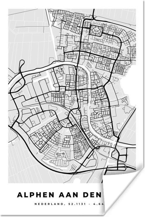 Poster Stadskaart Alphen aan den Rijn Grijs Wit 20x30 cm Plattegrond Poster Stadskaart Alphen aan den Rijn Grijs Wit 20x30 cm Plattegrond