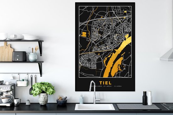 Cadre photo avec affiche - Carte - Tiel - Or - Zwart - 80x120 cm - Cadre pour affiche