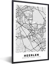 Fotolijst incl. Poster - Stadskaart - Heerlen - Grijs - Wit - 20x30 cm - Posterlijst - Plattegrond
