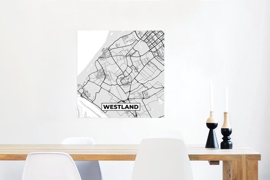 Poster Plan de la ville - Westland - Grijs - Wit - 50x50 cm