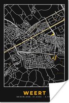 Poster Stadskaart - Weert - Goud - Zwart - 80x120 cm - Plattegrond