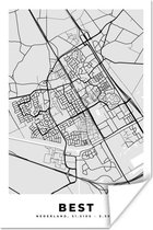 Affiche plan de ville - Best - Grijs - Wit - 120x180 cm XXL