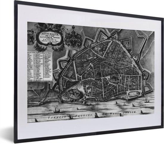 Fotolijst incl. Poster - Plattegrond - Nijmegen - Historisch - 40x30 cm - Posterlijst - Stadskaart