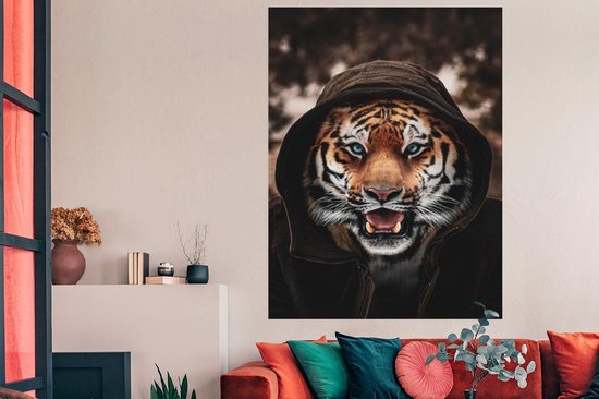 Tigre avec une capuche de 120x180 cm XXL / Groot format!