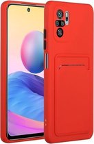 Voor Xiaomi Redmi Note 10 Pro Card Slot Design Shockproof TPU beschermhoes (rood)