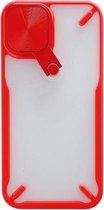 360 graden rotatie 2 in 1 pc + TPU schokbestendige behuizing met metalen spiegellensdeksel en houderfuncties voor iPhone 11 Pro Max (rood)