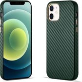 Koolstofvezel lederen textuur Kevlar anti-val telefoon beschermhoes voor iPhone 12 (groen)