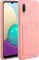 Voor Samsung Galaxy A02 kaartsleuf ontwerp schokbestendig TPU beschermhoes (roze)