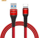 ENKAY Hat-Prince ENK-CB207 USB naar 8-pins tweekleurige nylon gevlochten lichtgevende snellaadgegevenskabel, lengte: 1m (rood)