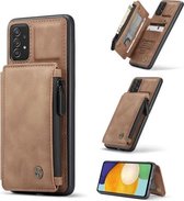 Voor Samsung Galaxy A52 4G / 5G CaseMe C20 Multifunctionele PC + TPU beschermhoes met houder & kaartsleuf & portemonnee (bruin)