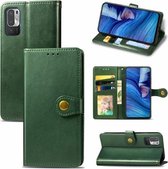 Voor Xiaomi Redmi Note 10 5G effen kleur lederen gesp telefoonhoes met lanyard & fotolijst & kaartsleuf & portemonnee & standaardfunctie (groen)