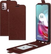 Voor Motorola Moto G30 / G10 R64 Textuur Enkele Verticale Flip Lederen Beschermhoes met Kaartsleuven & Fotolijst (Bruin)