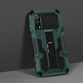 Voor vivo iQOO Z3 5G / Y72 5G Vanguard Warrior All-inclusive tweekleurige schokbestendige TPU + pc-beschermhoes met houder (grafietgroen)