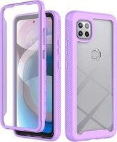 Voor Motorola Moto One 5G Ace Starry Sky Solid Color Series Schokbestendig PC + TPU-hoesje met PET-folie (lichtpaars)