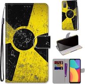 Voor Alcatel 3L 2021 Gekleurde Tekening Cross Textuur Horizontale Flip PU Lederen Case met Houder & Kaartsleuven & Portemonnee & Lanyard (Geel Zwart Logo)