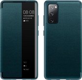 Voor Samsung Galaxy A02s 166,5 mm magnetisch zijvensterweergave schokbestendig horizontaal flip lederen hoesje (groen)