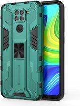 Voor Geschikt voor Xiaomi Redmi Note 9 Supersonic PC + TPU schokbestendige beschermhoes met houder (groen)