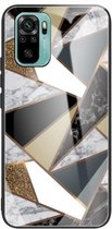 Voor Geschikt voor Xiaomi Redmi Note 10 Abstract Marble Pattern Glass beschermhoes (Rhombus Golden)