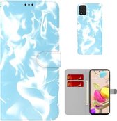 Voor LG K42 Cloud Fog Pattern Horizontal Flip Leather Case met houder & kaartsleuf & portemonnee (hemelsblauw)