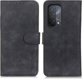 Voor OPPO A93 5G / A54 5G / A74 5G KHAZNEH Retro Textuur PU + TPU Horizontale Flip Leren Case met Houder & Kaartsleuven & Portemonnee (Zwart)