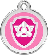 Nickelodeon Paw Patrol Skye Tag Pink roestvrijstalen hondenpenning small/klein dia. 2 cm RedDingo