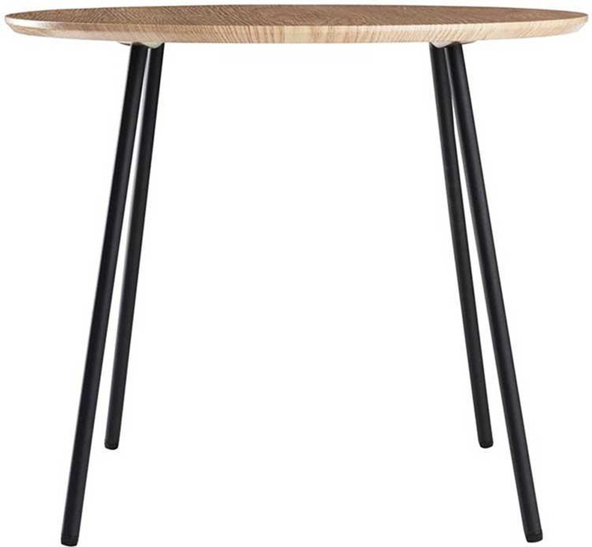 Lisomme Jolijn Ronde Bijzettafel - Houten Blad - Zwarte Metalen Poten - Tafeltje - Scandianvisch - Ø 55 x 45 cm
