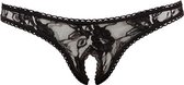 Cottelli Collection – Erotische String met Open Spleet voor Direct Toegang Kanten Afwerking ook voor Normaal Gebruik – Maat XL – Zwart