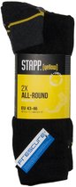STAPP - 6-Pack - All Round Werksokken - Anti Zweet - Antibacterieel - Naadloos - Heren / Dames - zwart - 39-42 - 4410