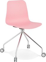 Alterego Design bureaustoel 'SLIK' roze op wielen