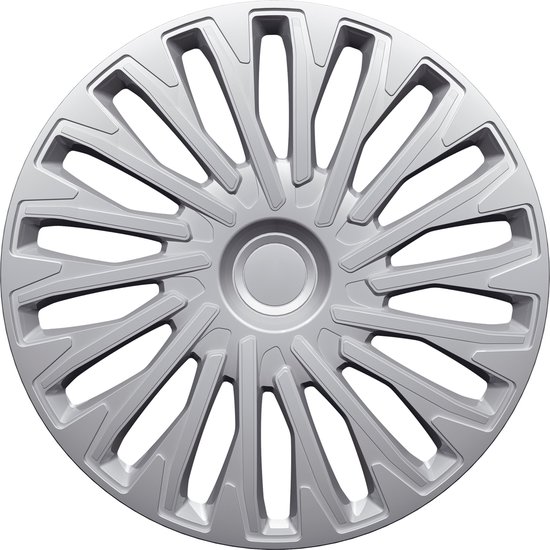 Enjoliveur Gorecki Soho 14 pouces ABS argenté avec rayons ouverts en motif circulaire.