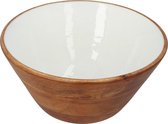 4goodz Fruitschaal Saladeschaal mangohout 26,5x12cm - bruin/wit