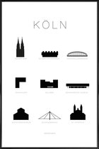 JUNIQE - Poster met kunststof lijst Köln -13x18 /Wit & Zwart