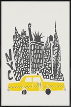 JUNIQE - Poster in kunststof lijst New York Cityscape -30x45 /Geel &
