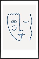 JUNIQE - Poster in kunststof lijst Faces No. 2 -40x60 /Blauw & Wit