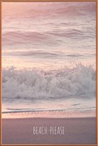 JUNIQE - Poster met kunststof lijst Beach Please -40x60 /Grijs & Paars