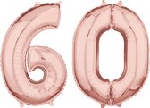Helium cijfer ballonnen 60  rosé goud.