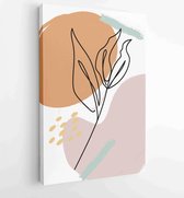 Botanical wall art vector set. Earth tone boho foliage line art drawing with abstract shape. 4 - Moderne schilderijen – Vertical – 1880835673 - 80*60 Vertical