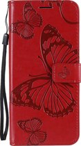 OPPO Reno 4 Hoesje - Mobigear - Butterfly Serie - Kunstlederen Bookcase - Rood - Hoesje Geschikt Voor OPPO Reno 4