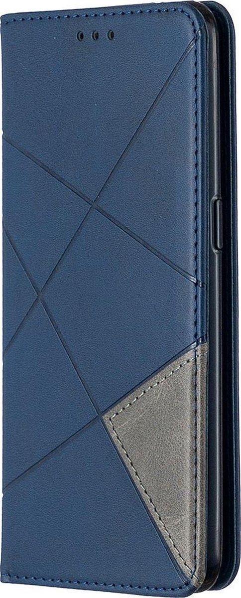 Mobigear Telefoonhoesje geschikt voor OPPO Reno 4 Hoesje | Mobigear Rhombus Slim Bookcase | Pasjeshouder voor 2 Pasjes | Telefoonhoesje voor Pinpas / OV Kaart / Rijbewijs - Blauw