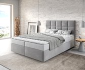 Boxspringbed Dream-Fine microvezel grijs 140x200 met matras en topper